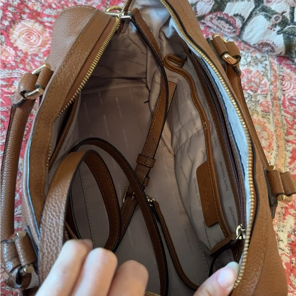 Michael Kors Cognac Brown Pebbled Leather Satchel
